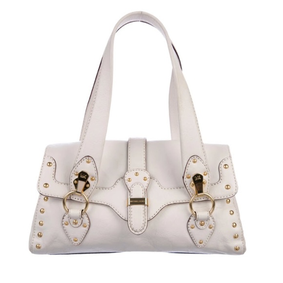 Michael Kors Handbags - Michael Kors Cream Leather Studded Buckle Bag